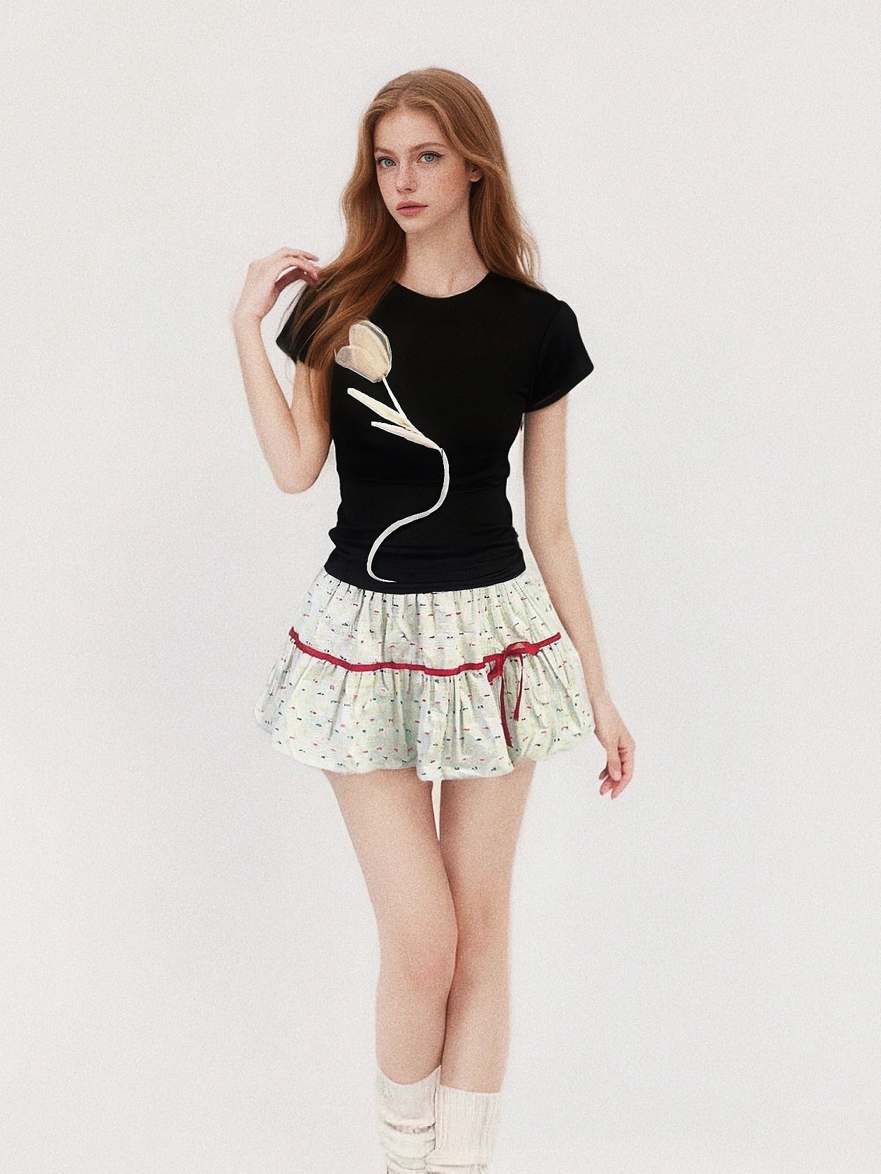 GGLOYDIUS_Light_Green_Bow_Tie_High_Waist_Tiered_Women's_Cotton_Mini_Skirts_904284963957_MISSTT