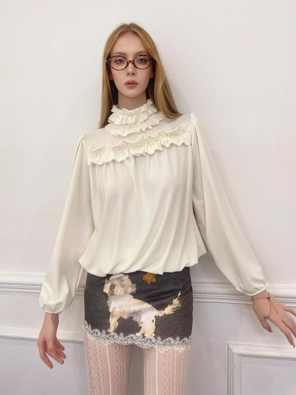 GGLOYDIUS Sequin Dog Print Bodycon Women's Polyester Mini Skirts