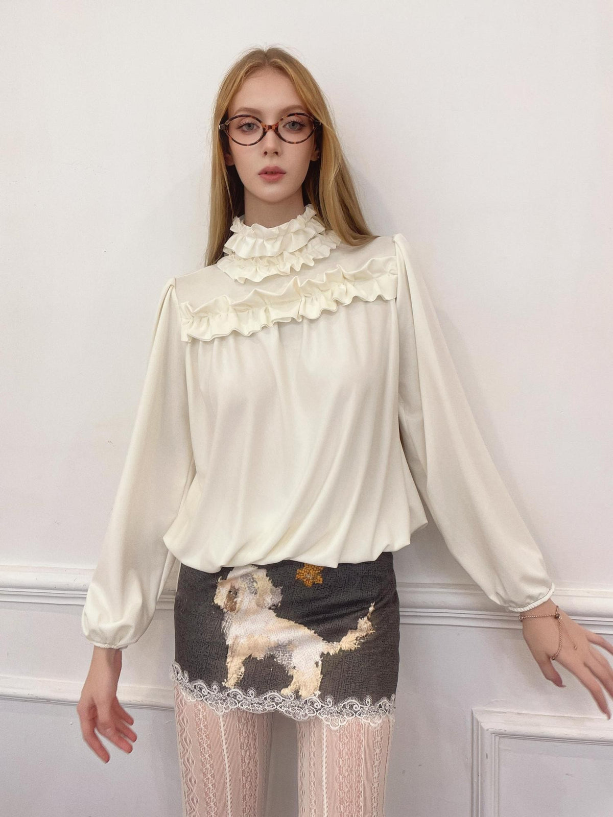 GGLOYDIUS Sequin Dog Print Bodycon Women's Polyester Mini Skirts