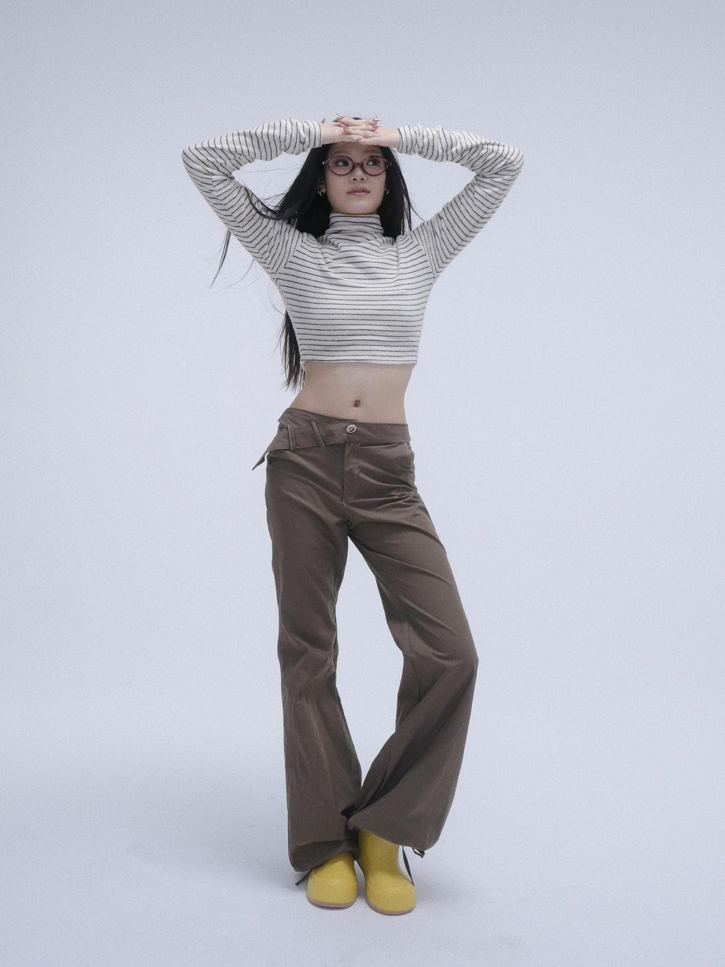 GGLOYDIUS Silver Ring Utility Cargo High Waist Women's Cotton Wide-leg Pants