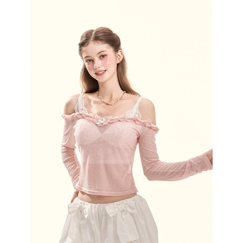 GirlyFancyClub_Colorblock_Ruffle_Faux_Layered_Padded_Off_Shoulder_Women's_Long_Sleeve_T-shirts_1008229057810_MISSTT