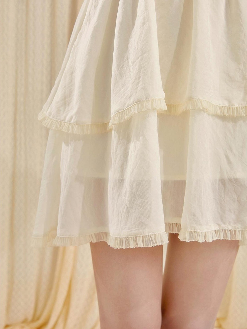 Girly Fancy Club Antique Doll Embroidered Ruffle Sleeve French Waist Women's Casual Mini Dresses