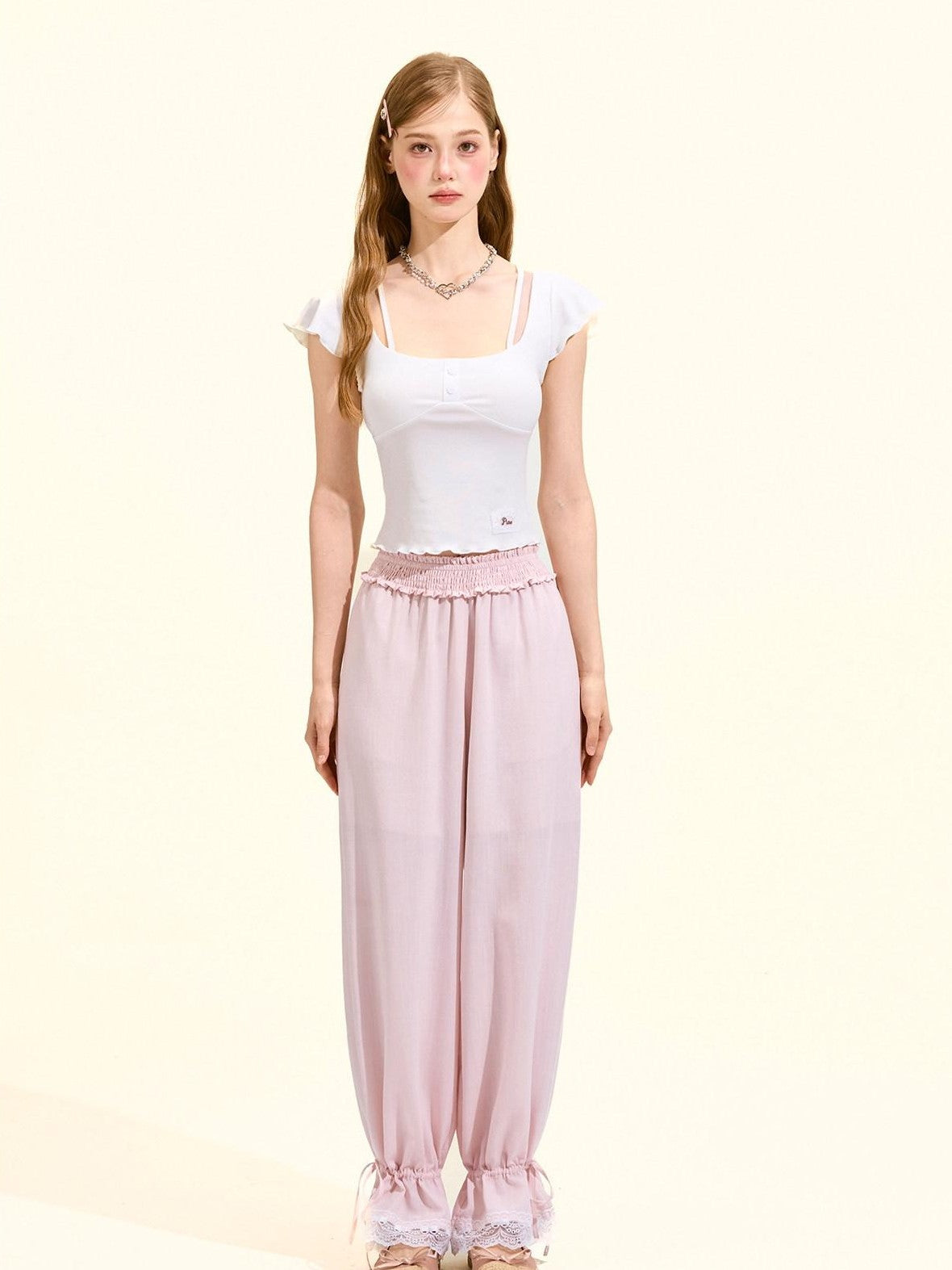 Girly Fancy Club Backless Knit Flutter Sleeve Cropped Slim Women's Lyocell Short Sleeve T-shirts