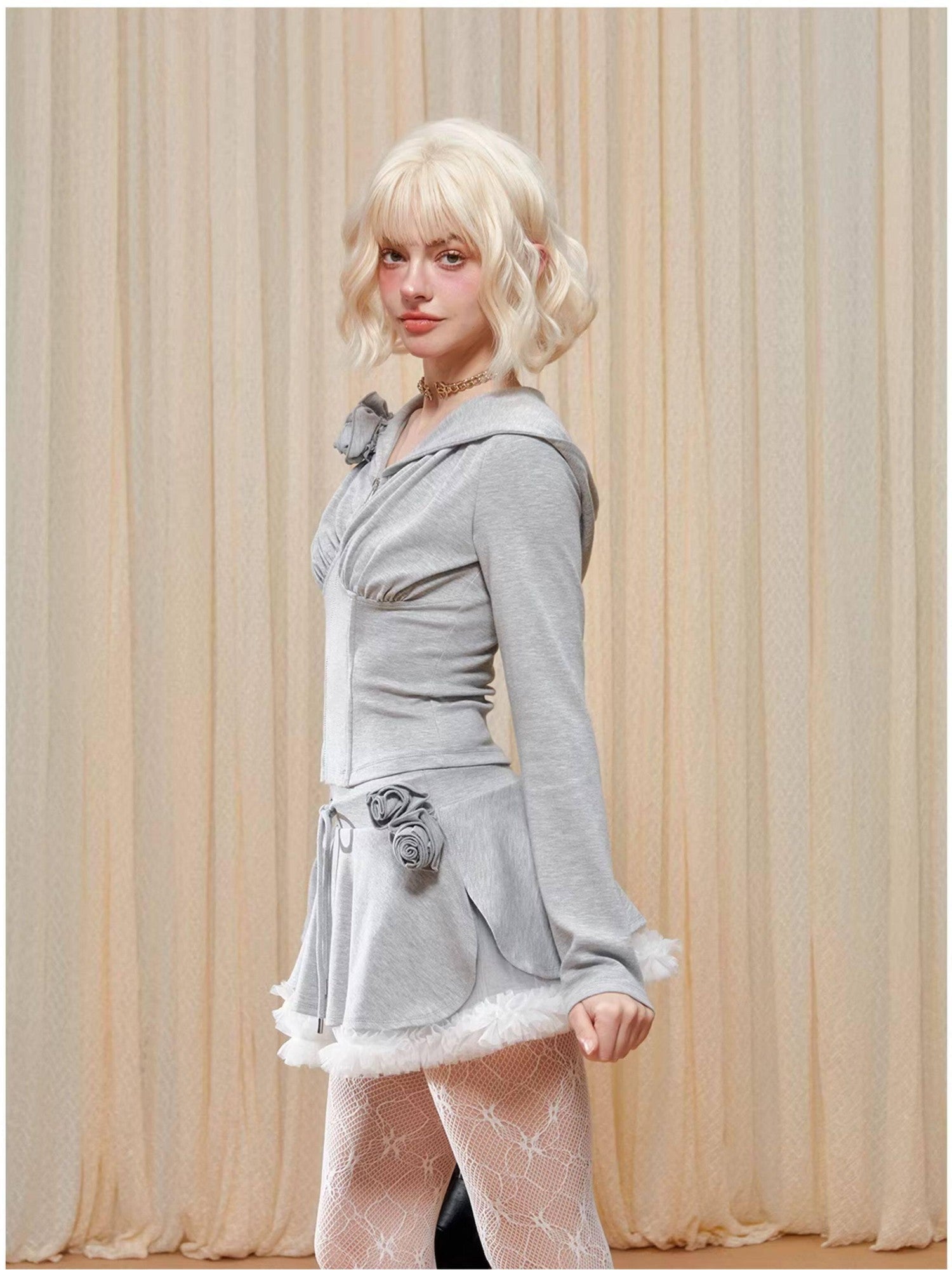 Girly Fancy Club Ballet Lace Trim Splice A Line Side Slit Slimming Women's Polyester Blend Skorts