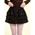 Girly_Fancy_Club_Black_Ruched_Ruffle_Trim_Pu_Women's_Tiered_Skirts_1077219990750_MISSTT