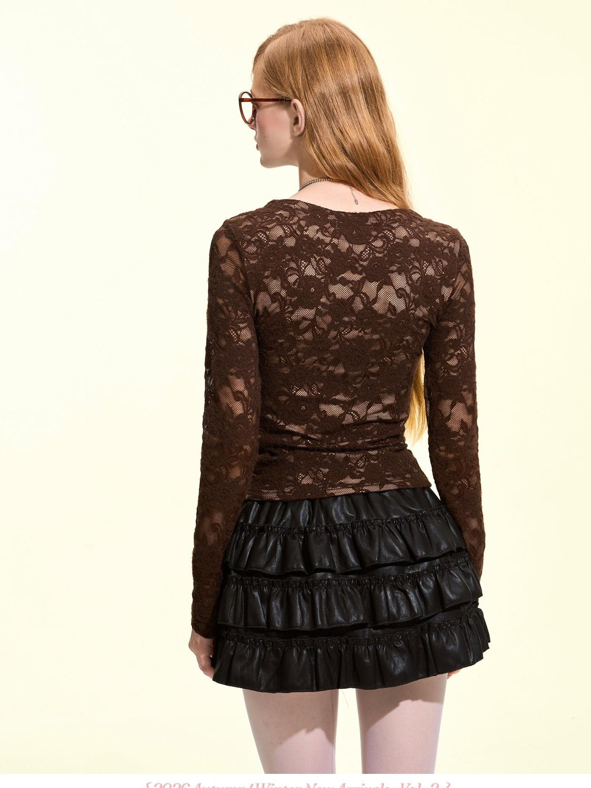 Girly Fancy Club Black Ruched Ruffle Trim Pu Women's Tiered Skirts