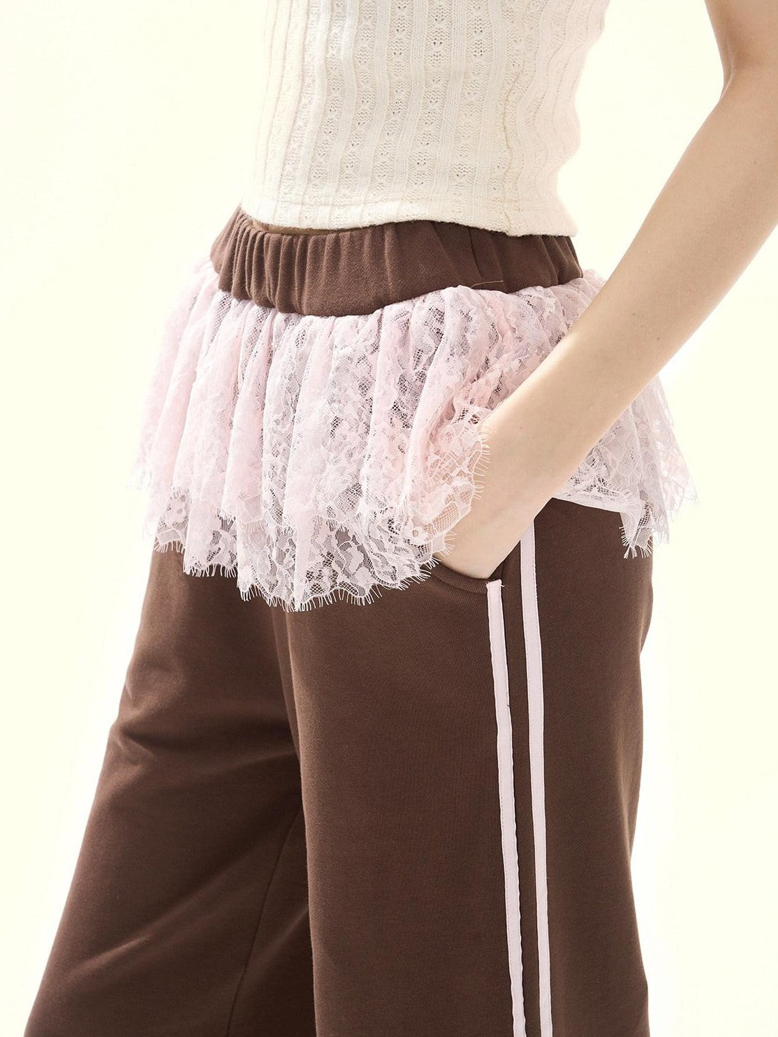 Girly Fancy Club Chocolate Brown Ruched Bow Hooded Zip Oversized Women's Cotton Tracksuit Sets