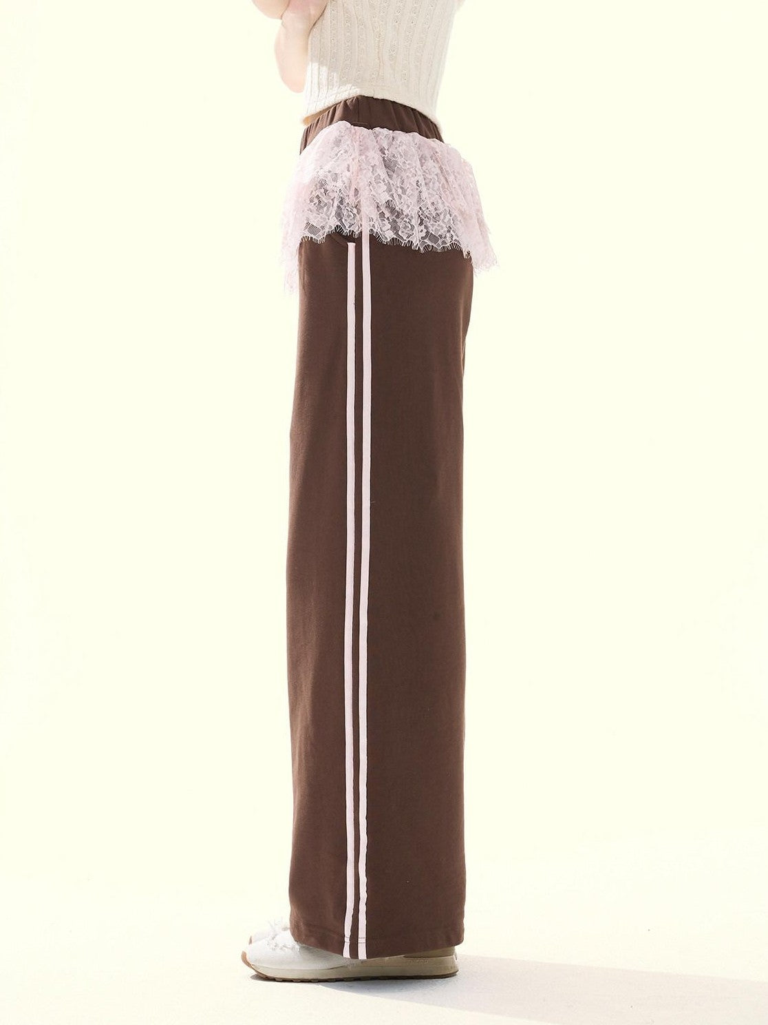 Girly Fancy Club Chocolate Brown Ruched Bow Hooded Zip Oversized Women's Cotton Tracksuit Sets