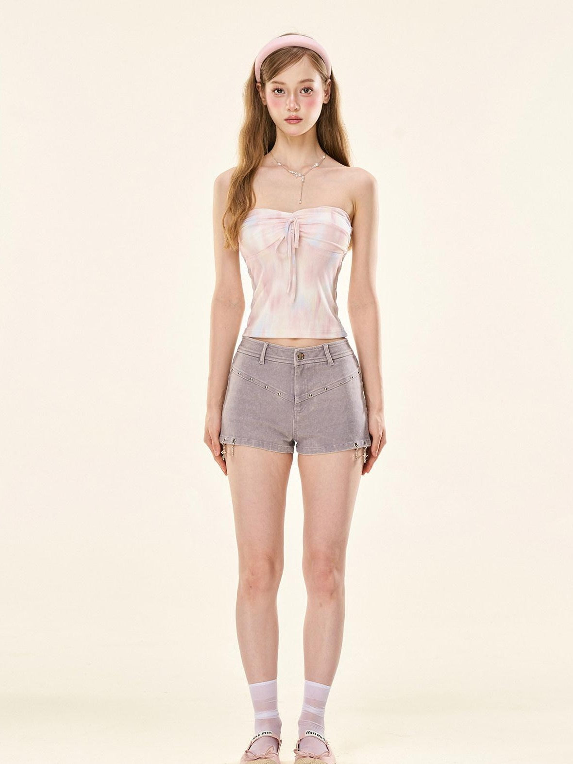 Girly Fancy Club Dreamy Multicolor Backless Slim Built In Pad Women's Polyester Knit Tube Tops