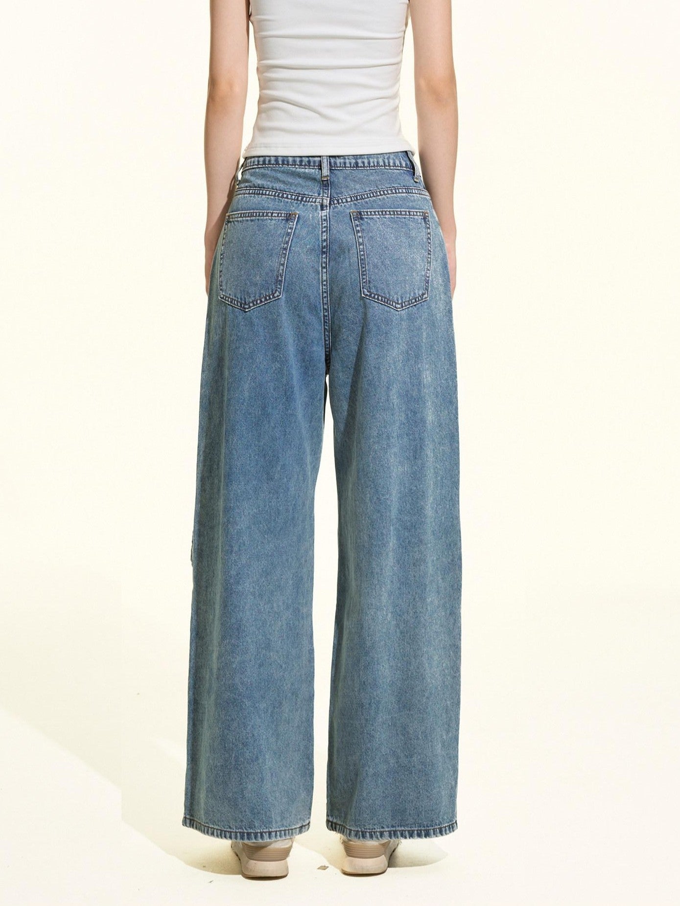 Girly Fancy Club Eco Enzyme Wash 3d Bow Loose Women's Cotton Straight-leg Jeans