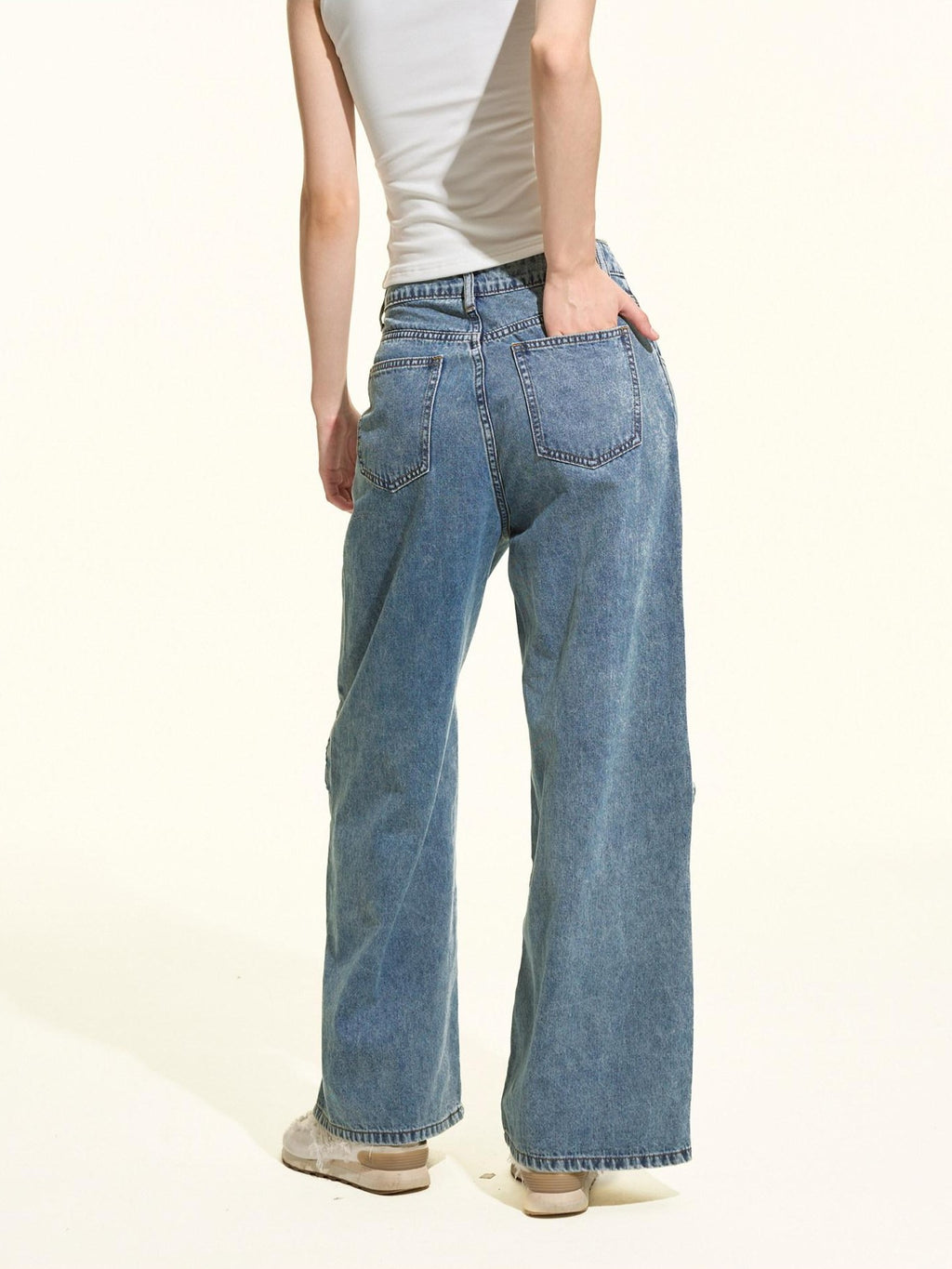 Girly Fancy Club Eco Enzyme Wash 3d Bow Loose Women's Cotton Straight-leg Jeans