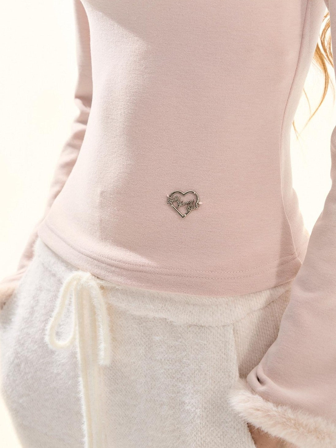 Girly Fancy Club Furry Trim Back Lace Bow Women's Knit Brushed Plush Sweaters