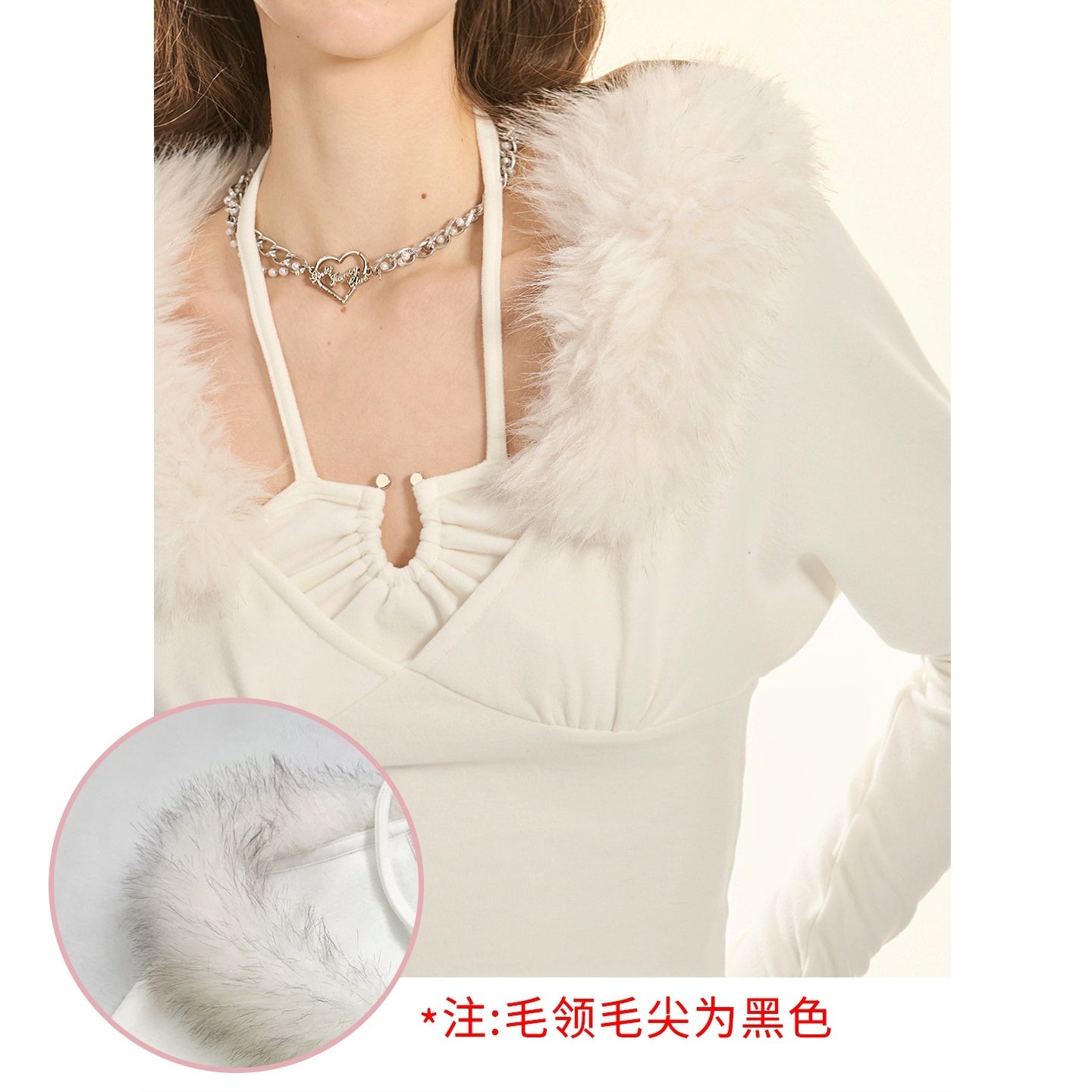 Girly_Fancy_Club_Fuzzy_Collar_Halter_Neck_Batwing_Women's_Brushed_Knit_Long_Sleeve_T-shirts_997755806443_MISSTT