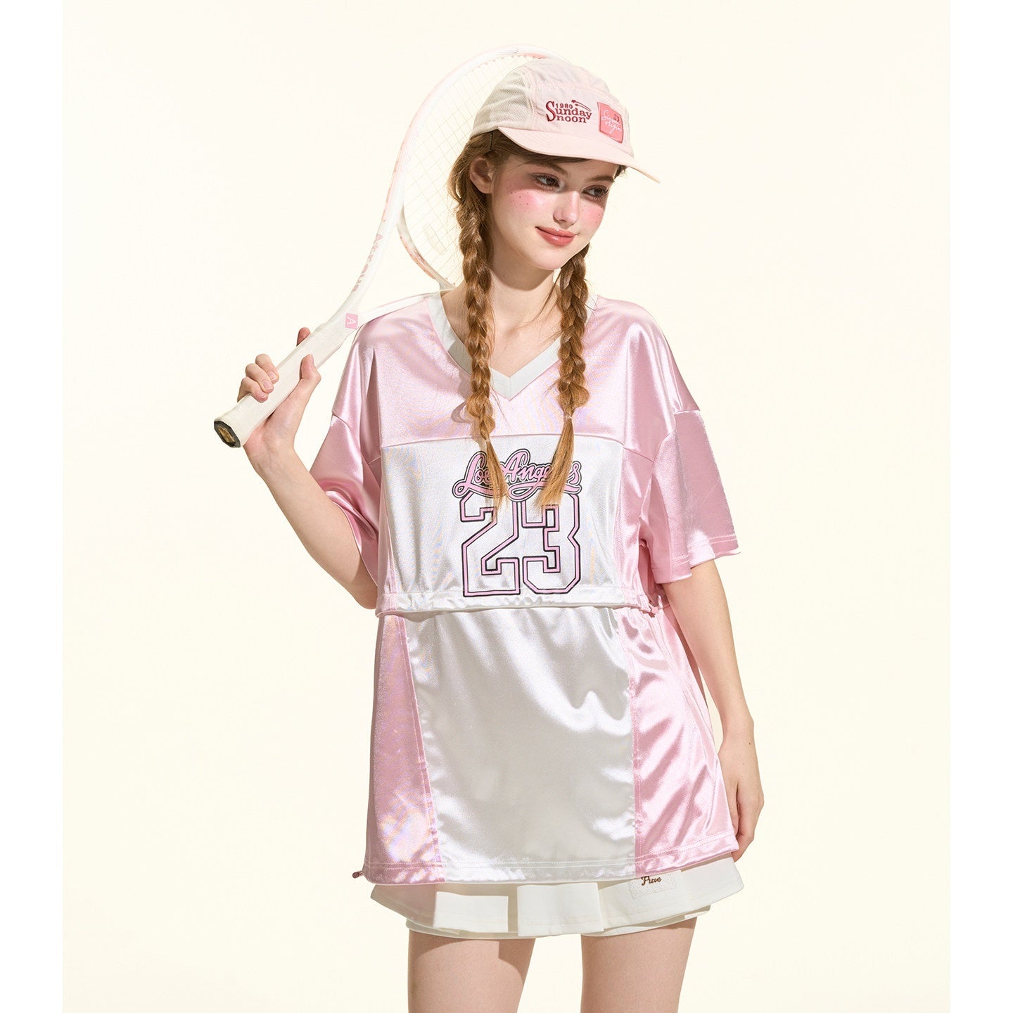 Girly_Fancy_Club_Glow_Pink_Colorblock_Spliced_Number_Print_Women's_Polyester_Oversized_T-shirts_1056080958350_MISSTT