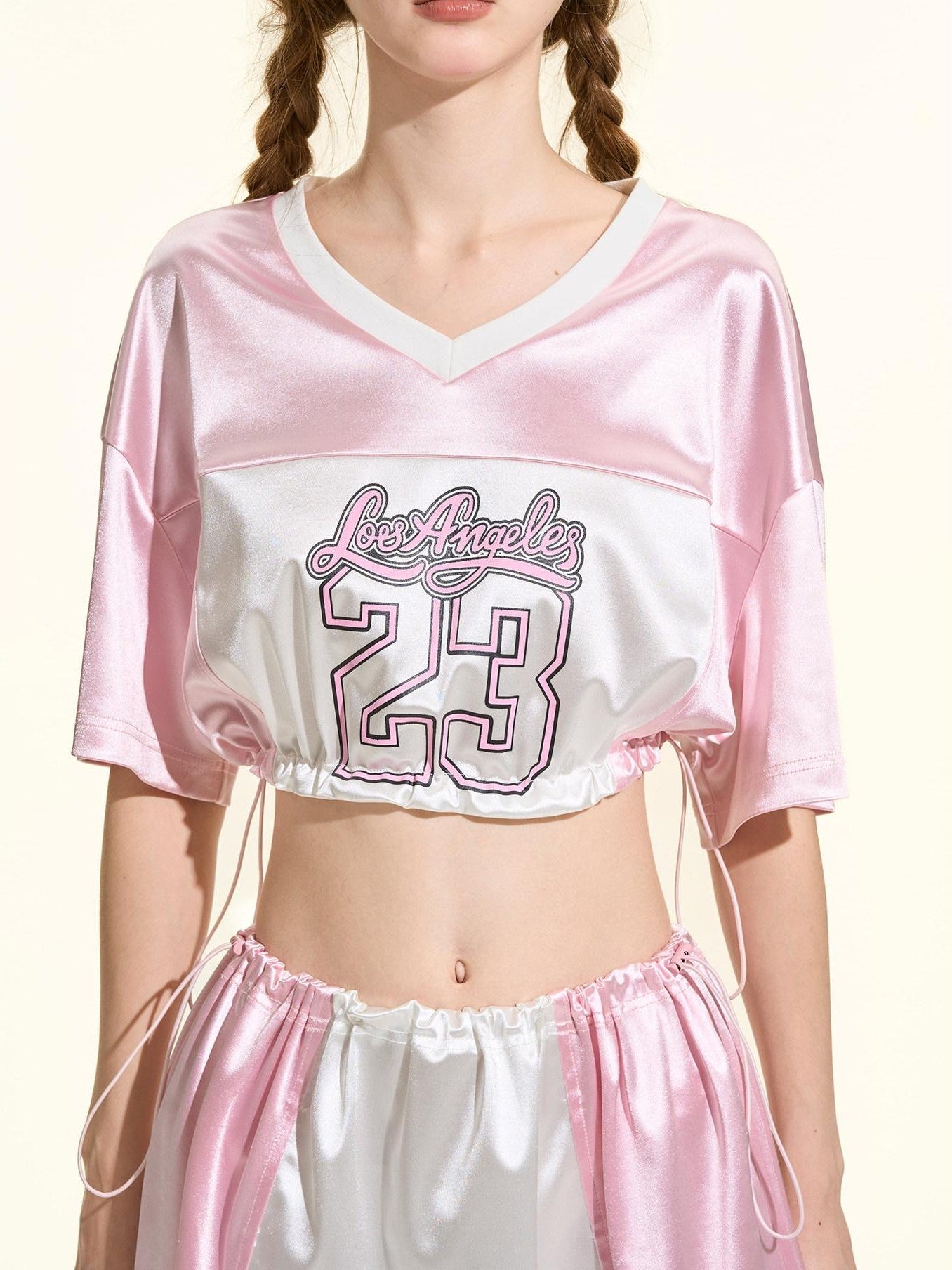 Girly Fancy Club Glow Pink Colorblock Spliced Number Print Women's Polyester Oversized T-shirts