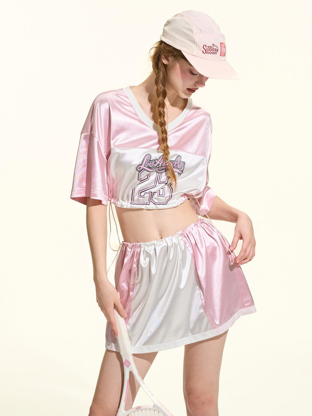 Girly Fancy Club Glow Pink Colorblock Spliced Number Print Women's Polyester Oversized T-shirts
