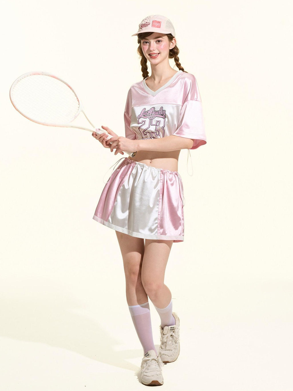 Girly Fancy Club Glow Pink Colorblock Spliced Number Print Women's Polyester Oversized T-shirts