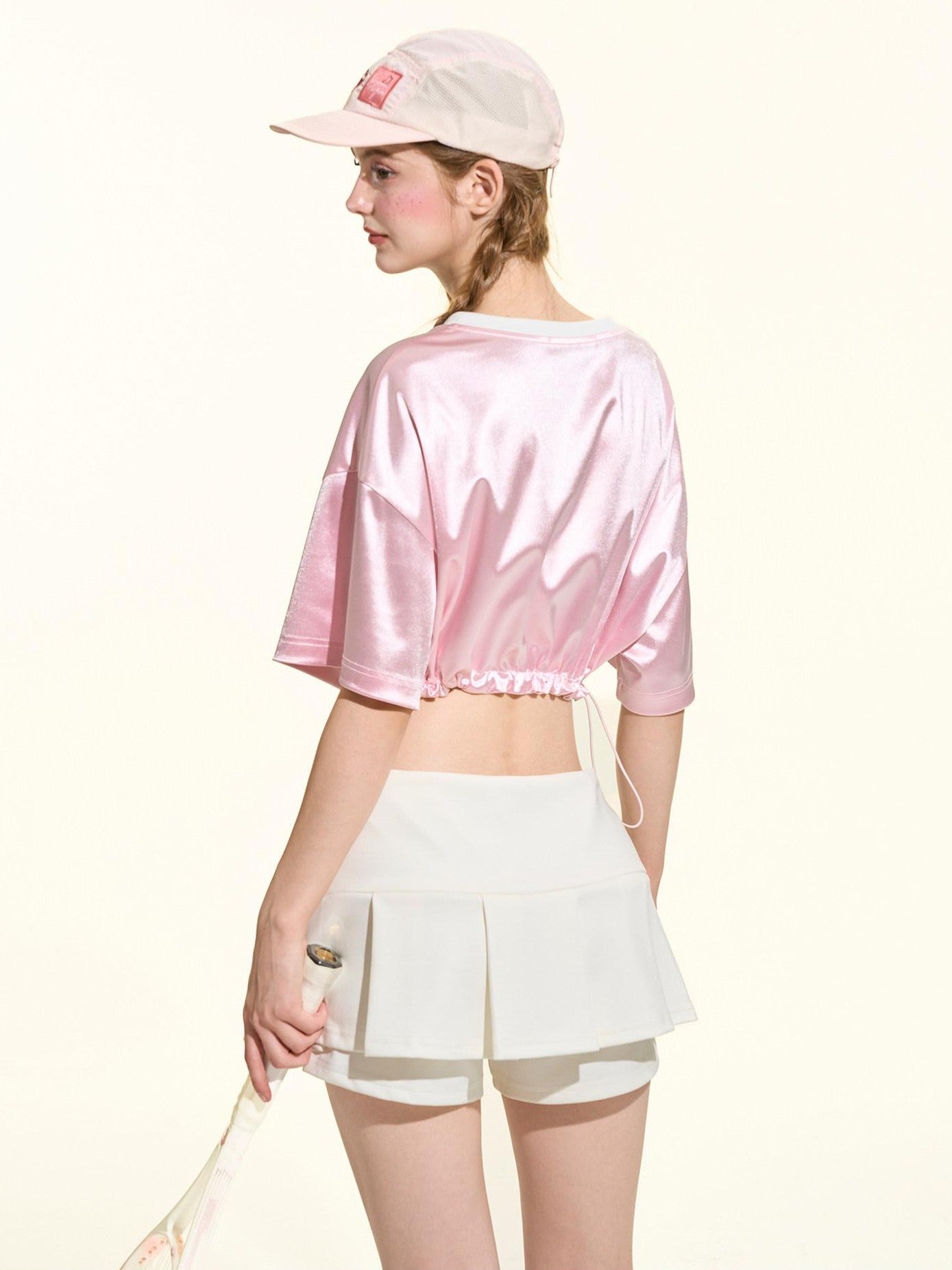Girly Fancy Club Glow Pink Colorblock Spliced Number Print Women's Polyester Oversized T-shirts