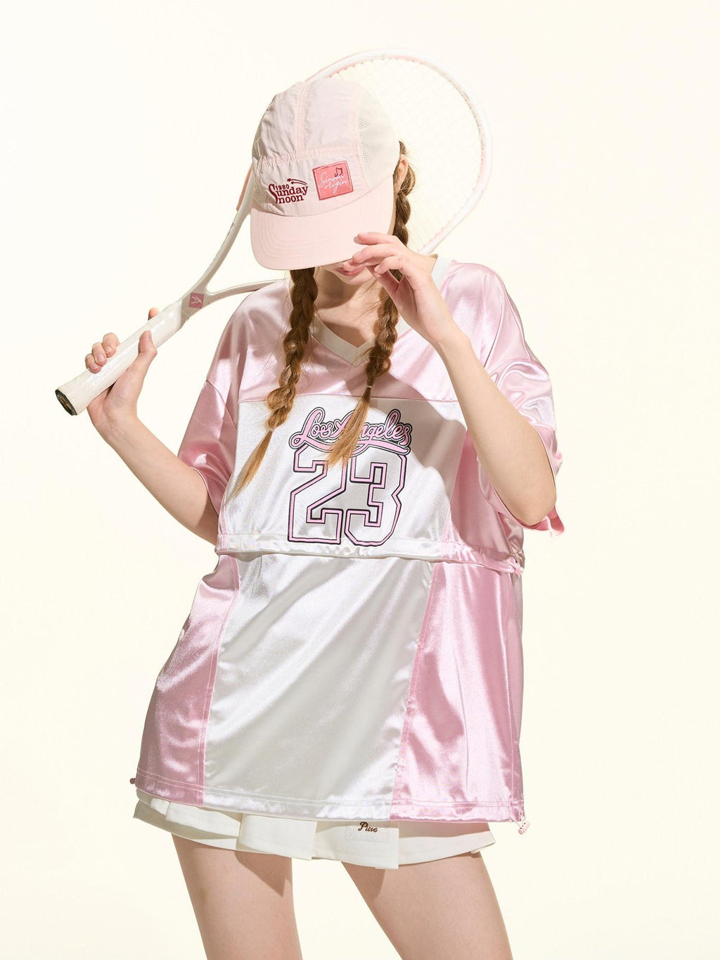 Girly Fancy Club Glow Pink Colorblock Spliced Number Print Women's Polyester Oversized T-shirts