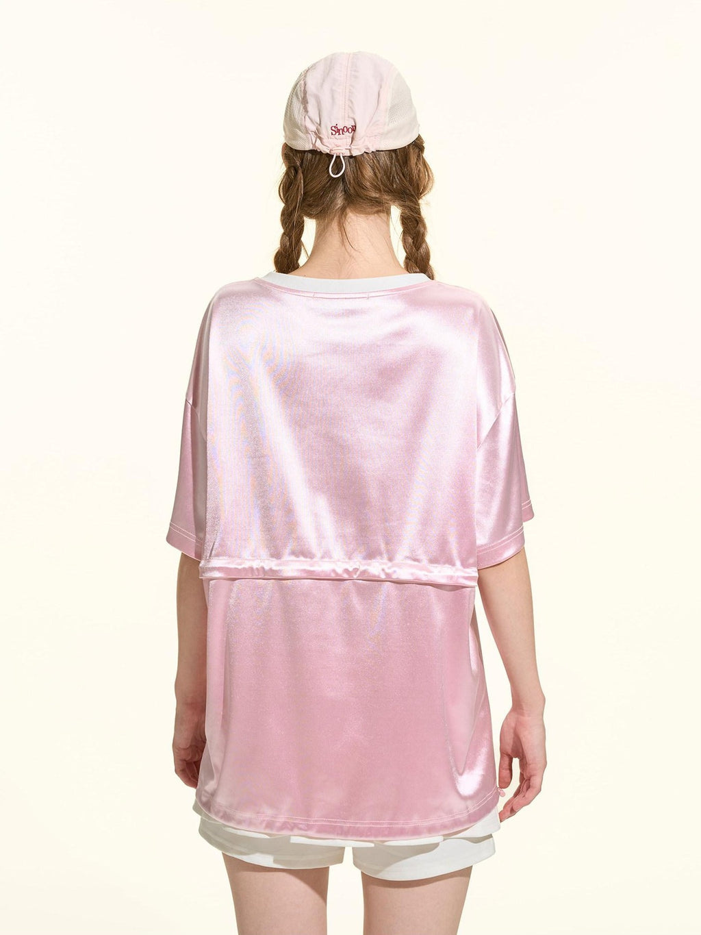 Girly Fancy Club Glow Pink Colorblock Spliced Number Print Women's Polyester Oversized T-shirts
