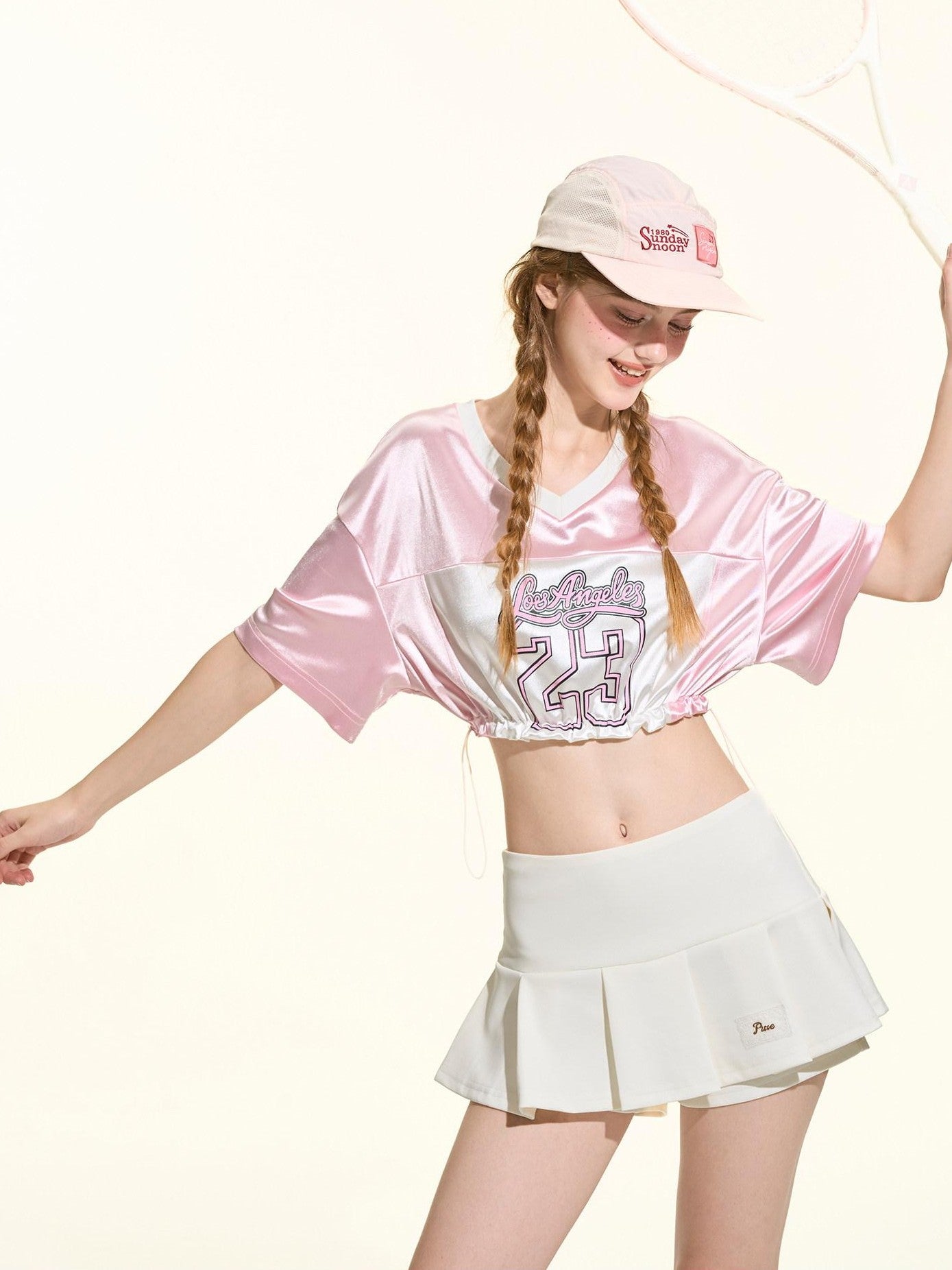Girly Fancy Club Glow Pink Colorblock Spliced Number Print Women's Polyester Oversized T-shirts