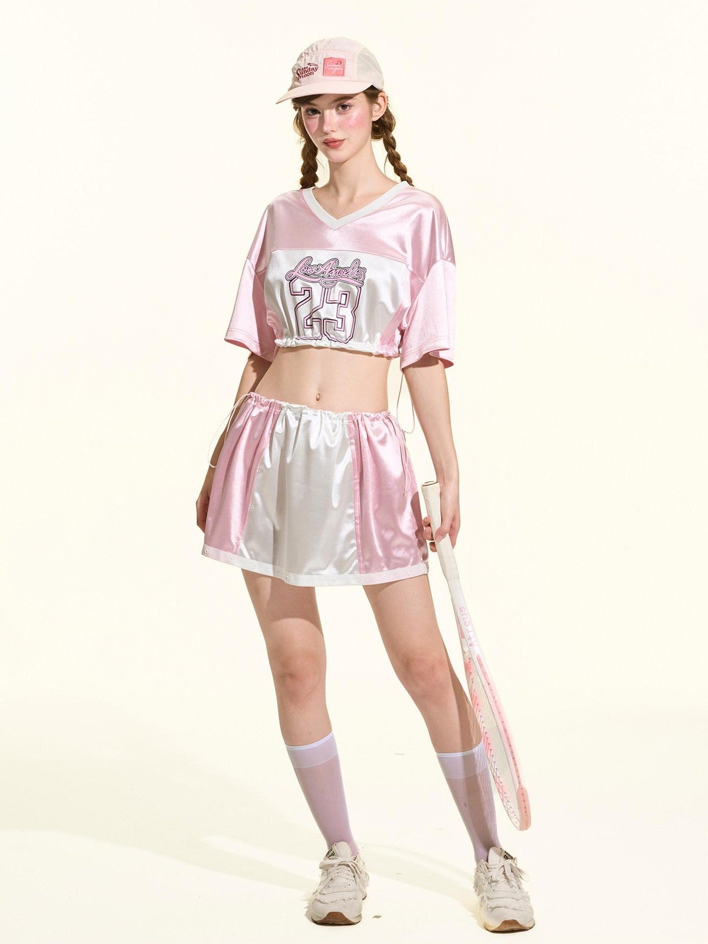 Girly Fancy Club Glow Pink Colorblock Spliced Number Print Women's Polyester Oversized T-shirts