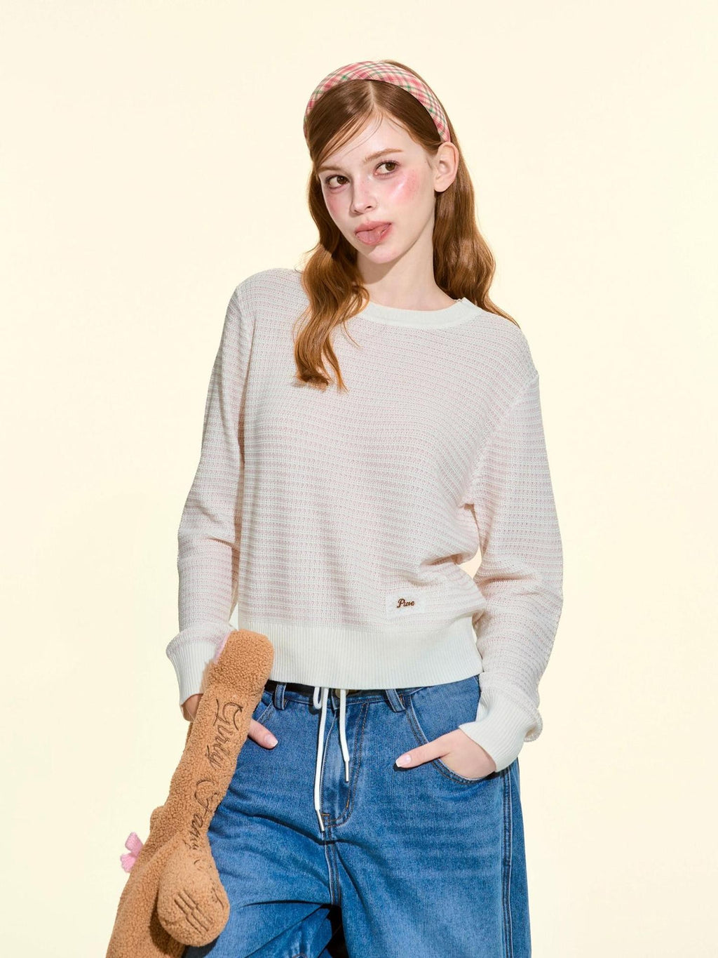 Girly Fancy Club Heather Waffle Knit Relaxed Women's Silk Wool Blend Sweaters