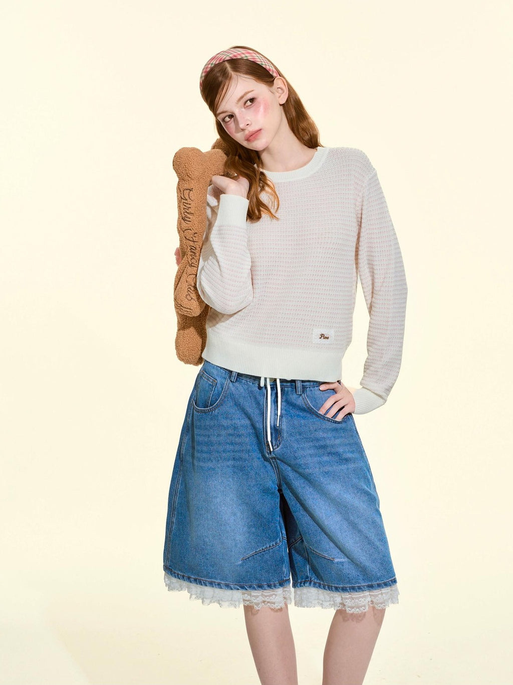 Girly Fancy Club Heather Waffle Knit Relaxed Women's Silk Wool Blend Sweaters