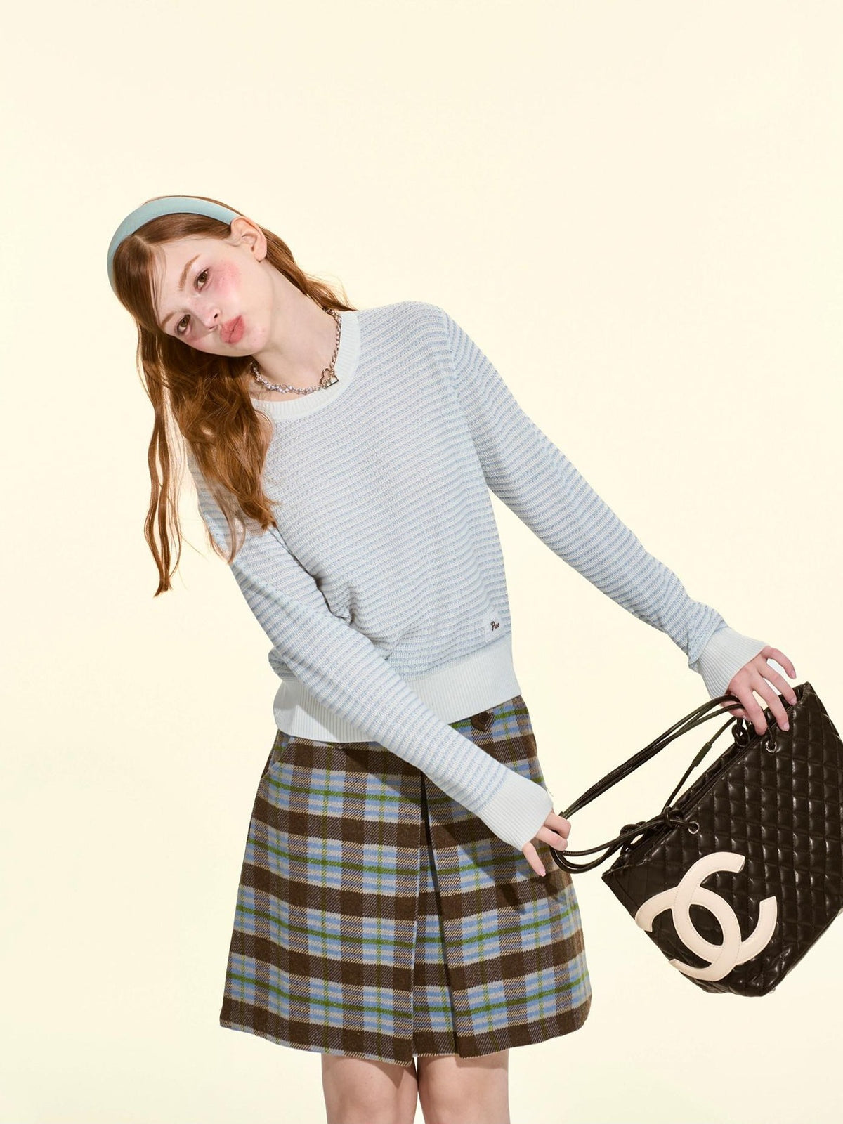 Girly Fancy Club Heather Waffle Knit Relaxed Women's Silk Wool Blend Sweaters