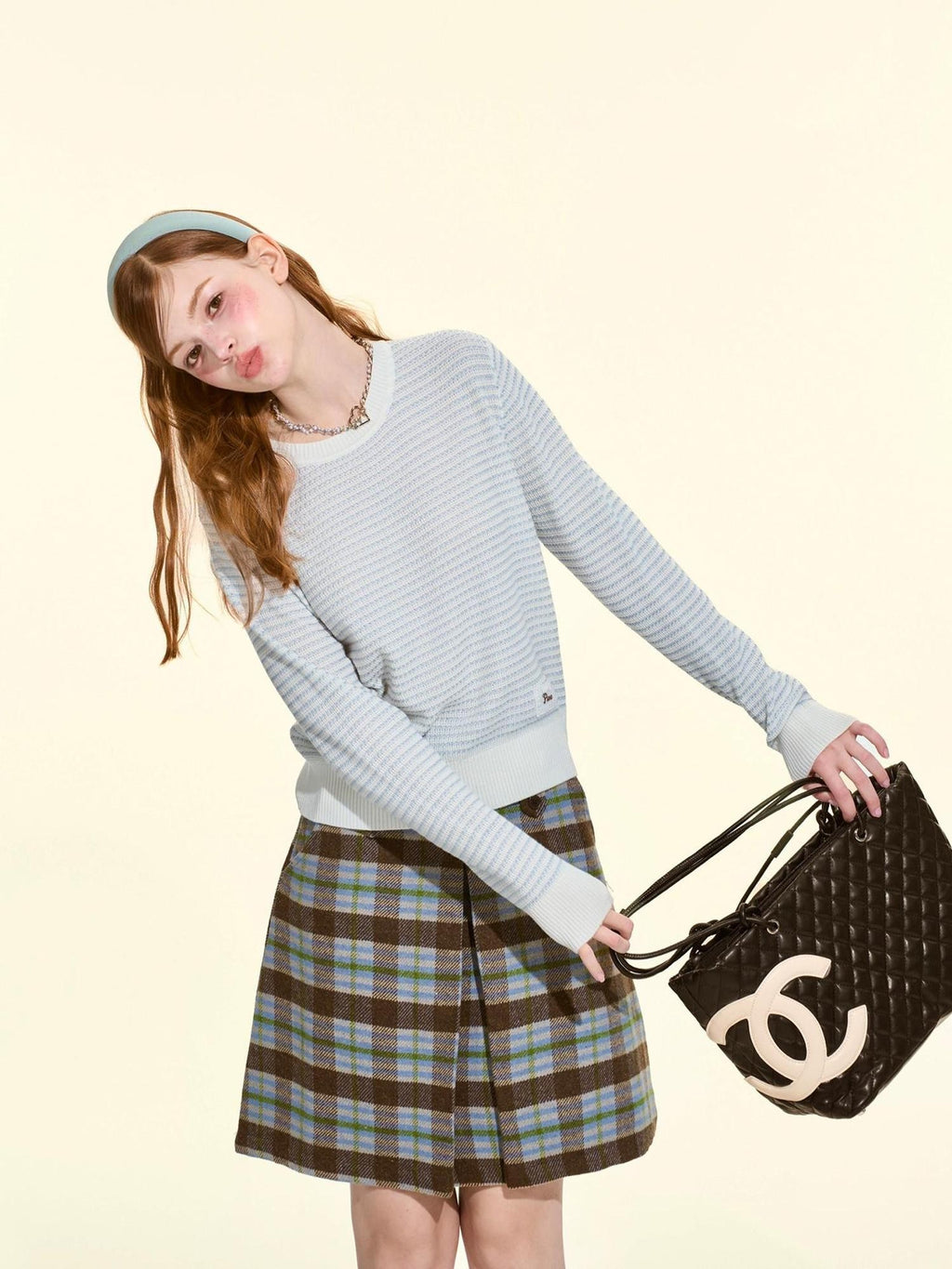 Girly Fancy Club Heather Waffle Knit Relaxed Women's Silk Wool Blend Sweaters