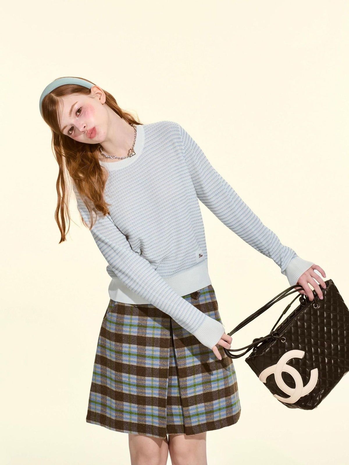Girly Fancy Club Heather Waffle Knit Relaxed Women's Silk Wool Blend Sweaters