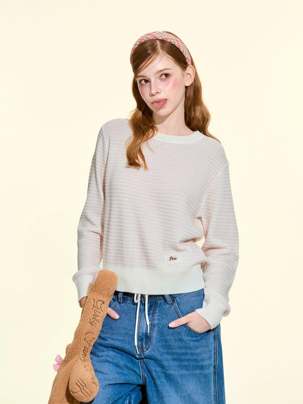 Girly Fancy Club Heather Waffle Knit Relaxed Women's Silk Wool Blend Sweaters