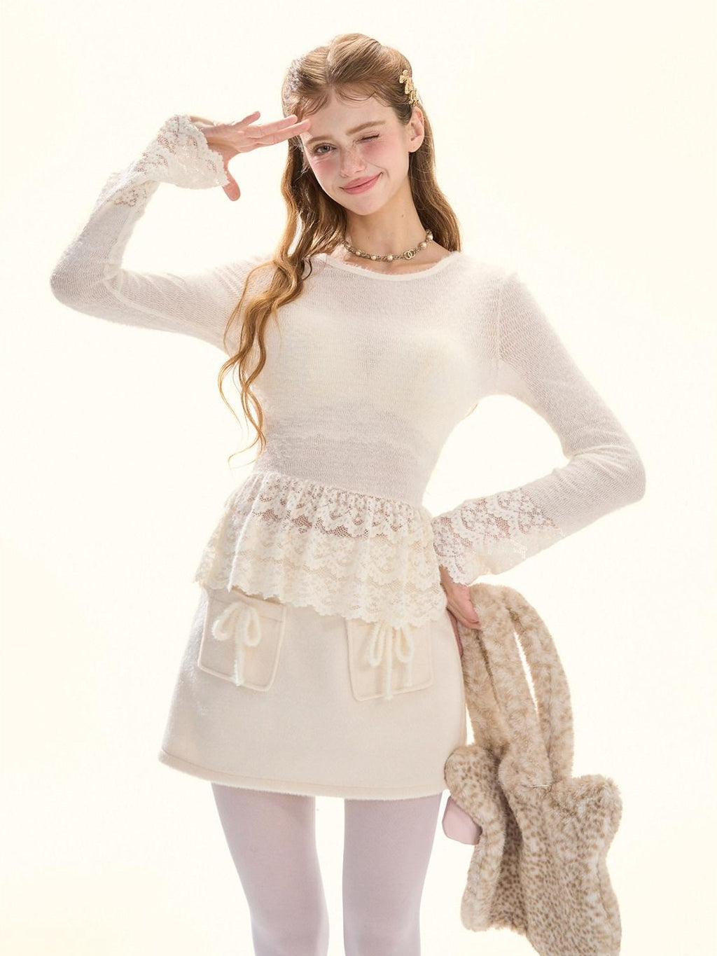 Girly Fancy Club Light Milk Yellow Hollow Scallop Lace Layered Women's Lace Bikinis