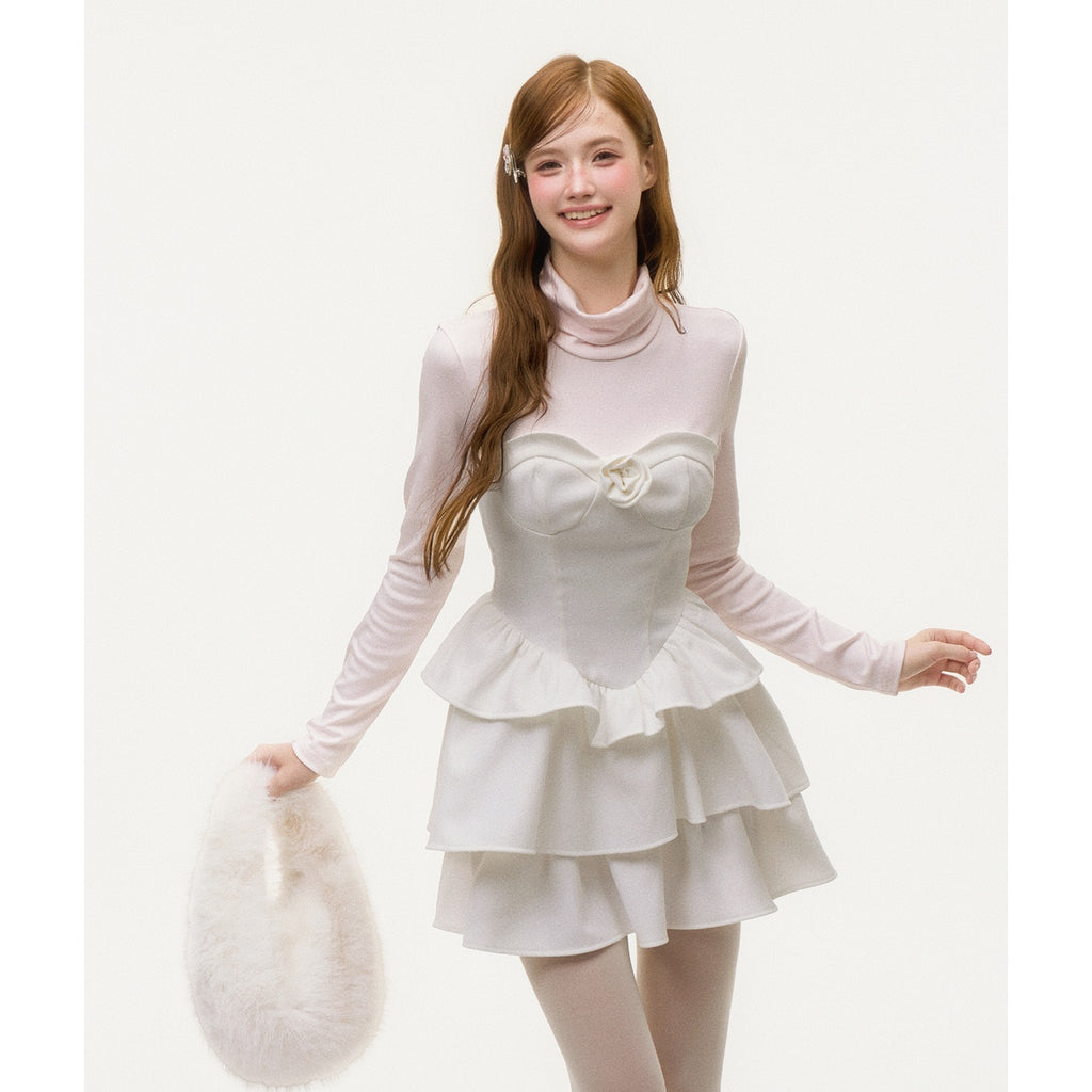 Girly_Fancy_Club_Light_Pink_Mock_Layered_Ruffle_High_Neck_Women's_Polyester_Casual_Mini_Dresses_1082234891788_MISSTT