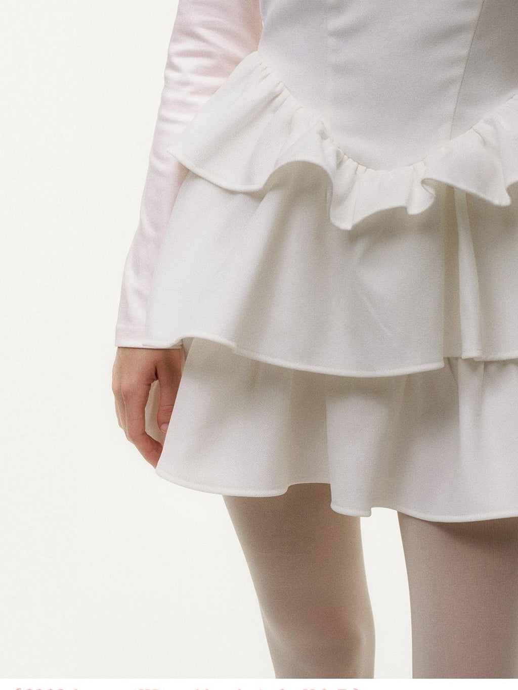 Girly Fancy Club Light Pink Mock Layered Ruffle High Neck Women's Polyester Casual Mini Dresses