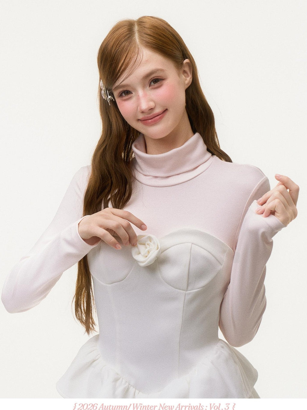 Girly Fancy Club Light Pink Mock Layered Ruffle High Neck Women's Polyester Casual Mini Dresses
