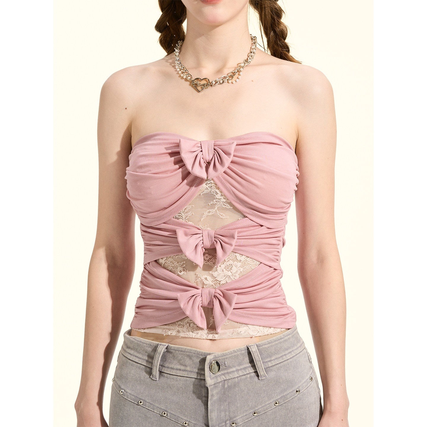 Girly_Fancy_Club_Lilac_Pink_Bow_Tie_Slim_Fit_Women's_Cotton_Spandex_Knit_Tube_Tops_1052573069202_MISSTT