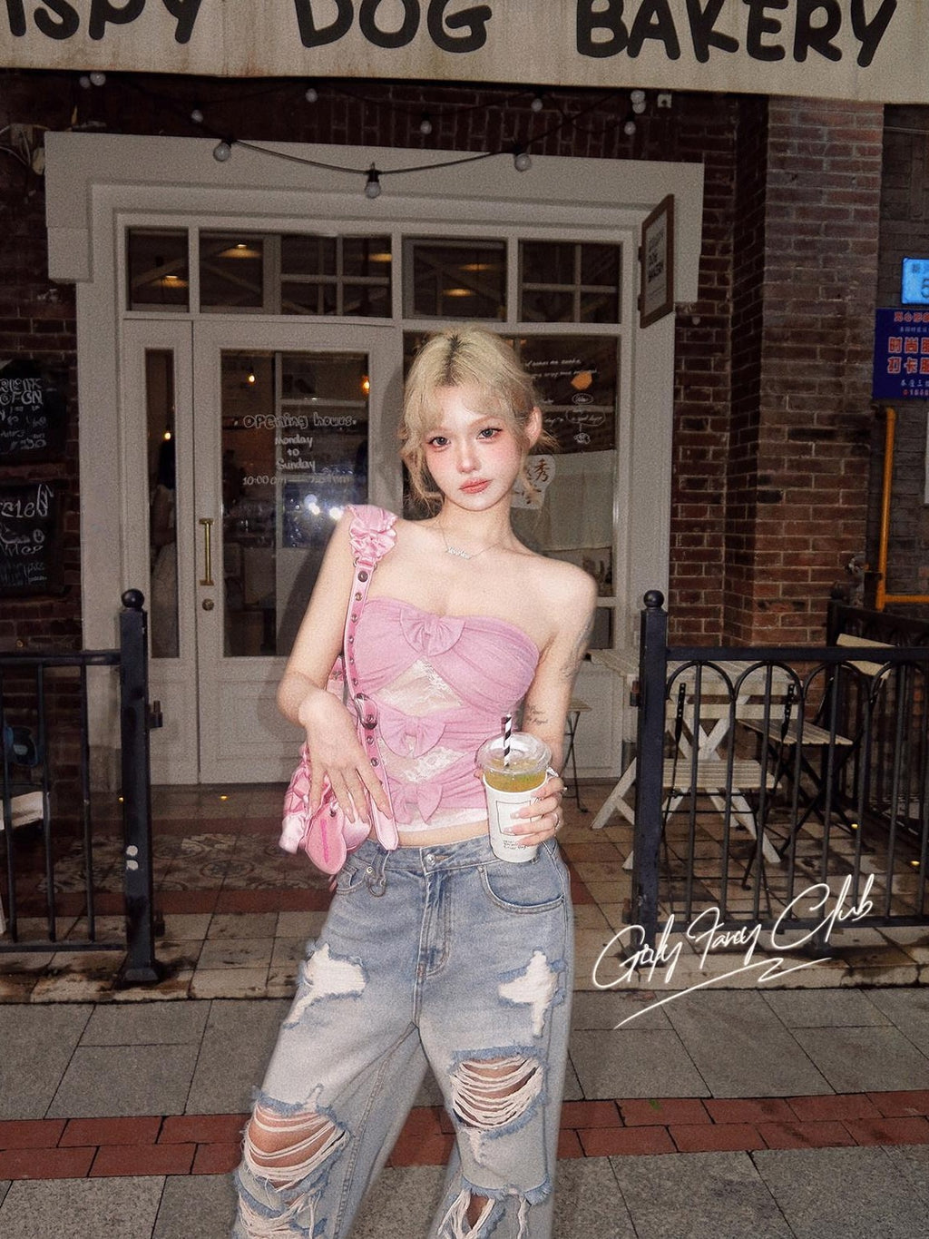 Girly Fancy Club Lilac Pink Bow Tie Slim Fit Women's Cotton Spandex Knit Tube Tops
