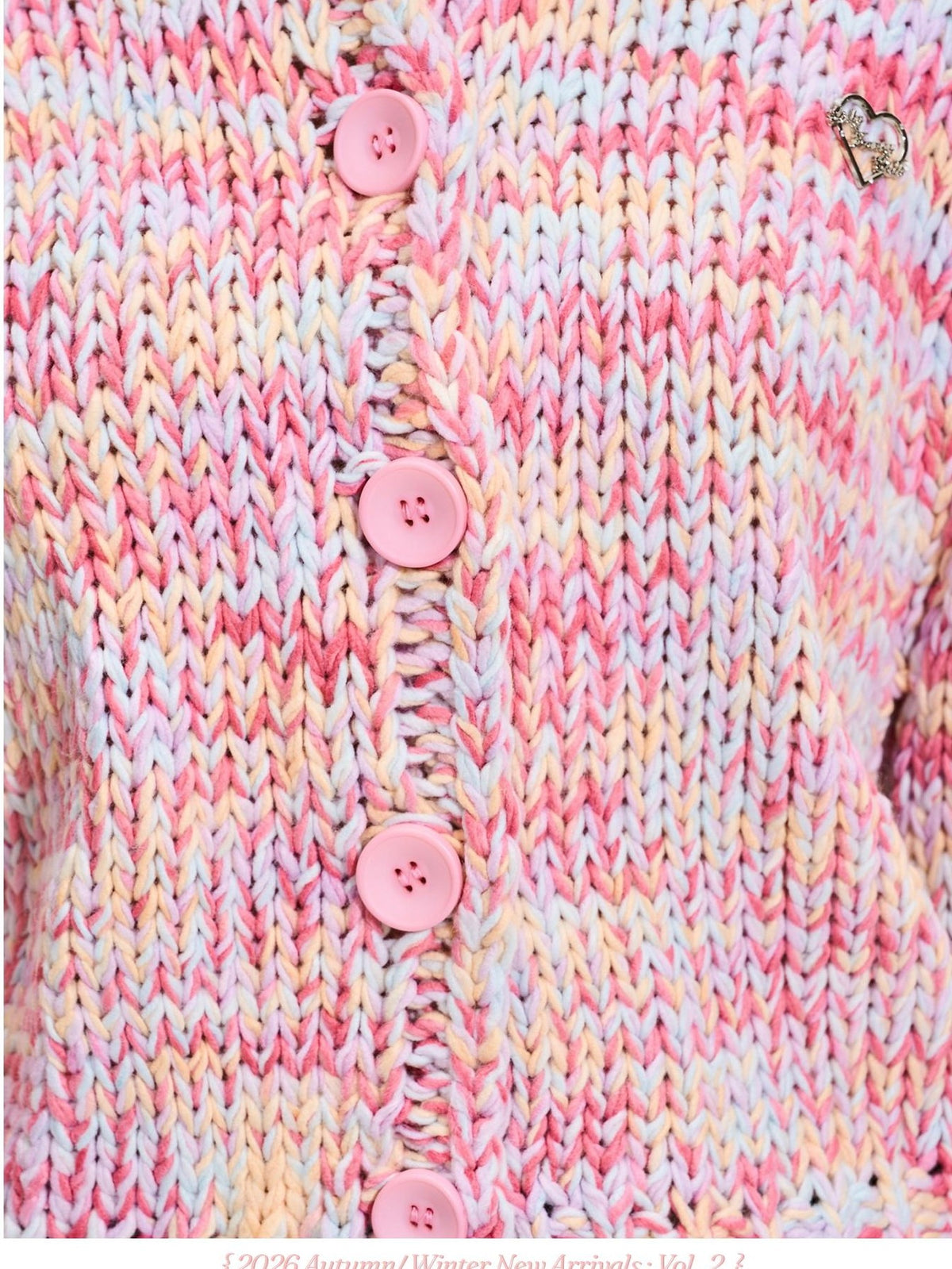 Girly Fancy Club Macaron Speckled Colorful Yarn Chunky Knit Button Down Women's Acrylic Cardigans