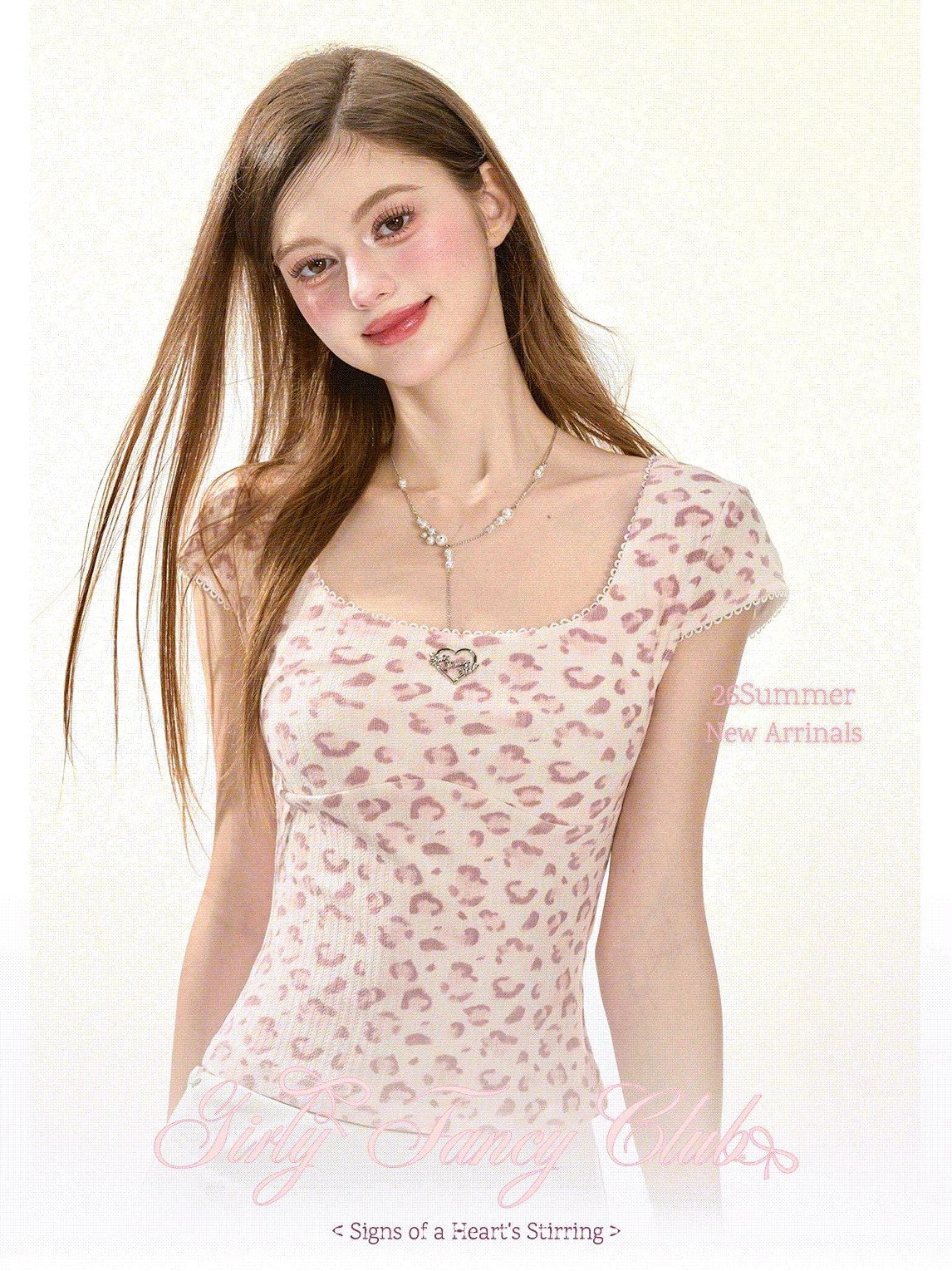 Girly Fancy Club Pink Leopard Printed U Neck Slim Fit Women's Rayon Short Sleeve T-shirts