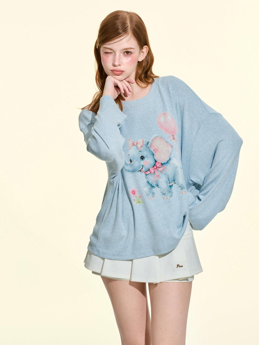 Girly Fancy Club Pink Retro Animal Print Loose Fit Women's Long Sleeve T-shirts