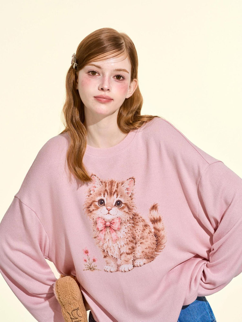 Girly Fancy Club Pink Retro Animal Print Loose Fit Women's Long Sleeve T-shirts