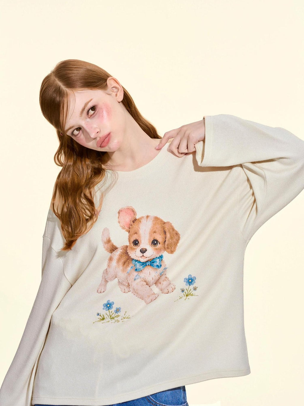 Girly Fancy Club Pink Retro Animal Print Loose Fit Women's Long Sleeve T-shirts