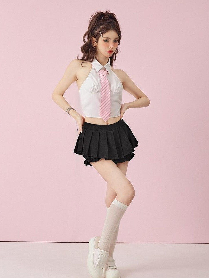 Girly Fancy Club Pink Striped Schoolgirl Ribbon Yarn Dyed Women's Satin Neckties