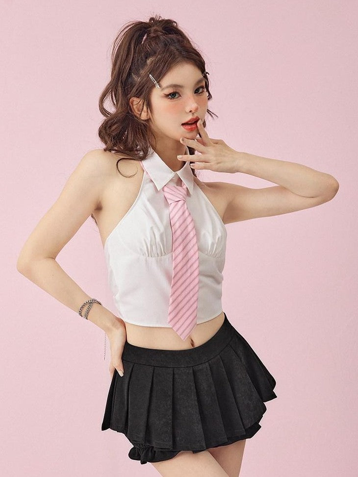 Girly Fancy Club Pink Striped Schoolgirl Ribbon Yarn Dyed Women's Satin Neckties