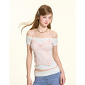 Girly_Fancy_Club_Pink_White_Lace_Trim_Faux_Layered_Women's_Rayon_Off-shoulder_T-shirts_1060260170720_MISSTT