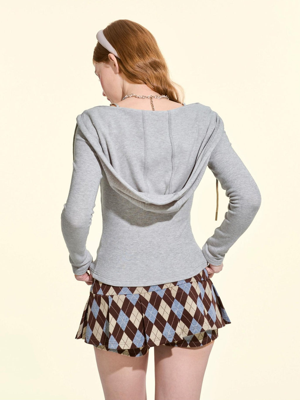 Girly Fancy Club Pleated Plaid A Line Knit Women's Mini Skirts
