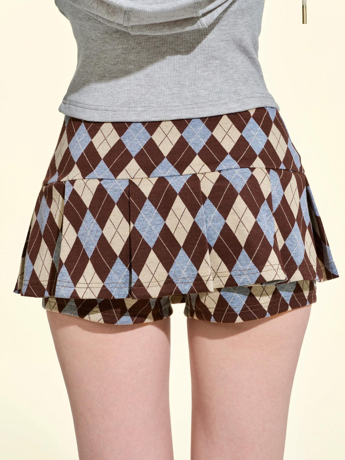 Girly Fancy Club Pleated Plaid A Line Knit Women's Mini Skirts