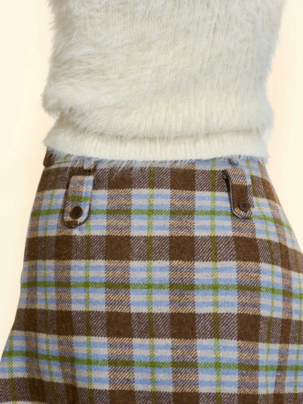 Girly Fancy Club Pleated Plaid A Line Thick Wool Blend Women's Midi Skirts