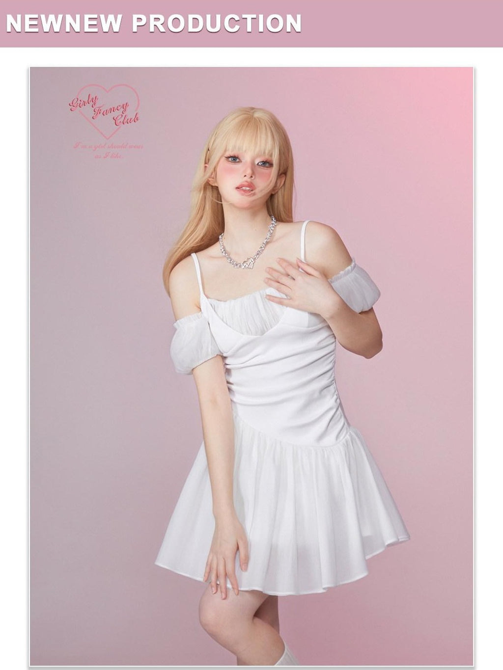 Girly Fancy Club Snow White Ruched Tie Waist Off Shoulder Women's Slip Mini Dresses